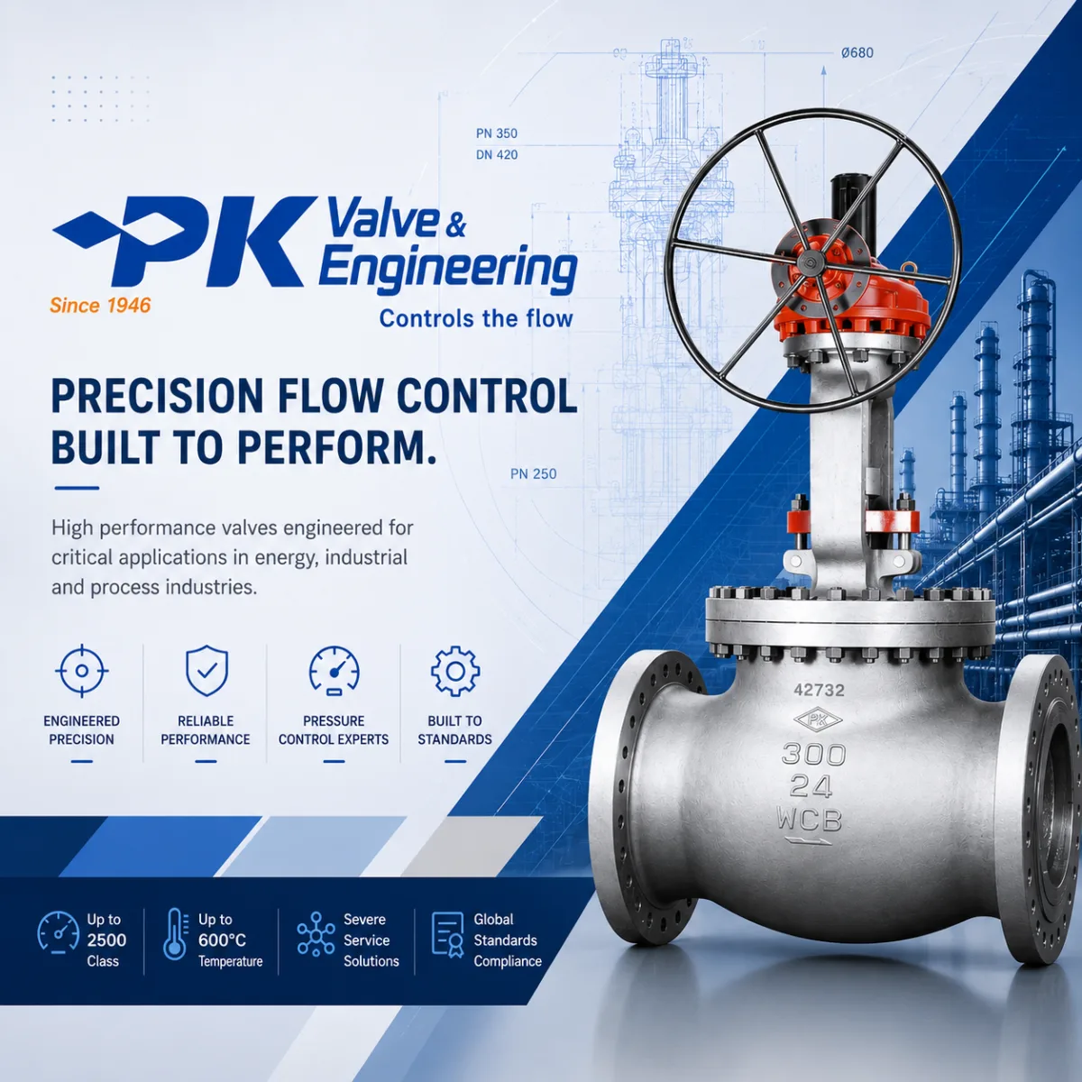 Van công nghiệp PK Valve cho nhà máy công nghiệp